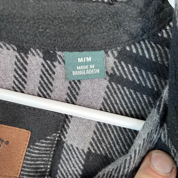 Orvis Shirt Mens Medium Gray Black Plaid Flannel Button Up Heavyweight Pockets - Picture 7 of 10